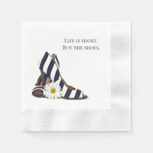 Black and white striped pumps with daisy napkin