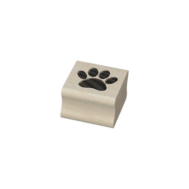 Black and White Striped Puppy Paw Print Rubber Stamp (Stamp)