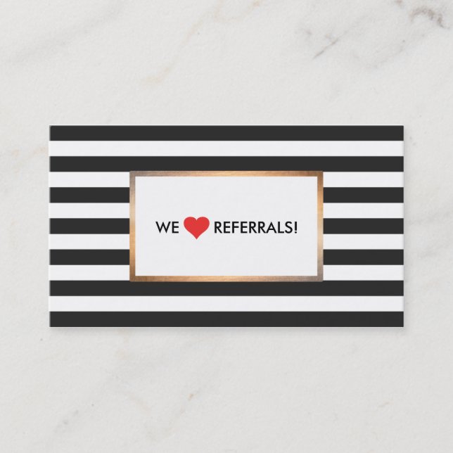 Black and White Striped Red Heart Referral (Front)