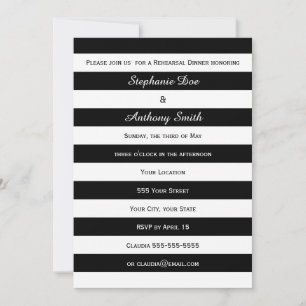 Black and White Striped Rehearsal Dinner Invitation