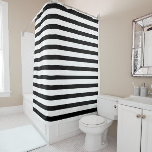 Black and White Striped Shower Curtain