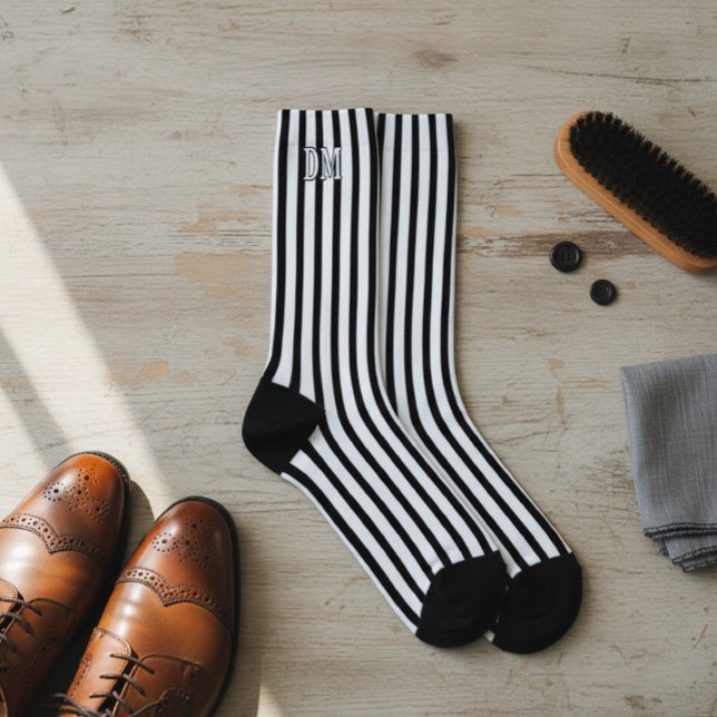 Black and White Striped Socks, Personalized  Socks (Creator Uploaded)