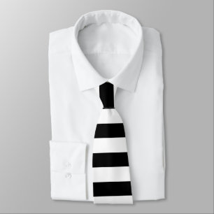 Black and White Striped Solid Colour Stripes  Tie