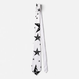 black and white striped star tie