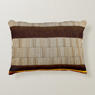 Black and white striped textile accent pillow