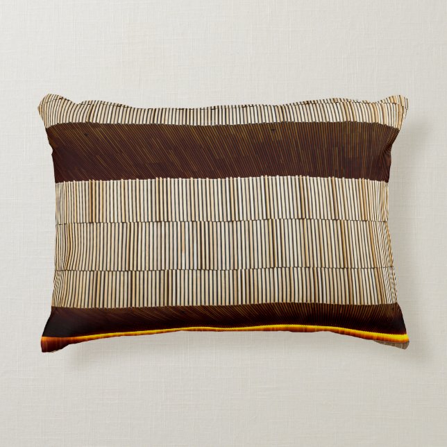 Black and white striped textile accent pillow (Front)