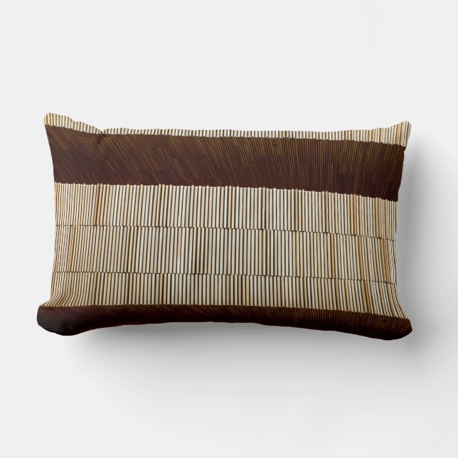 Black and white striped textile lumbar pillow (Front)