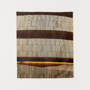 Black and white striped textile tapestry