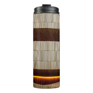 Black and white striped textile thermal tumbler