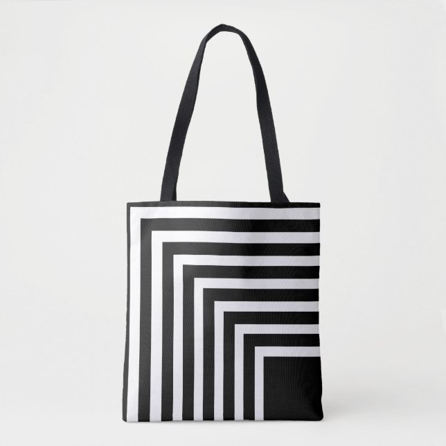Black and White Striped Tote Bag (Front)