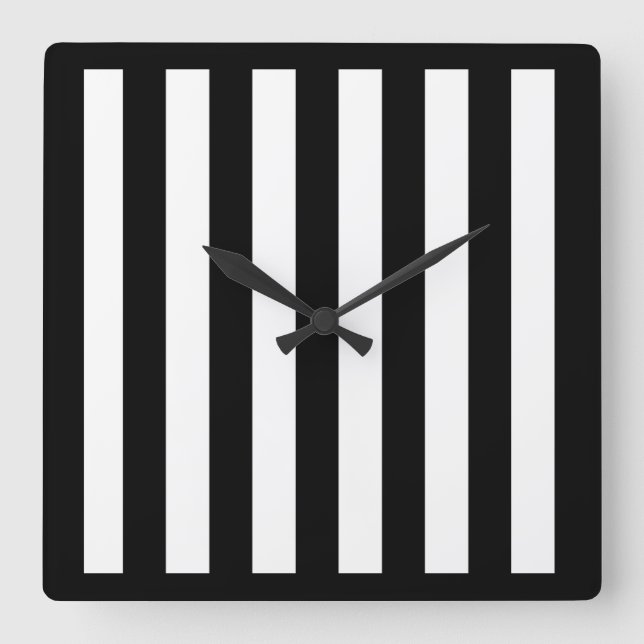 Black and White Striped Wall Clock (Front)