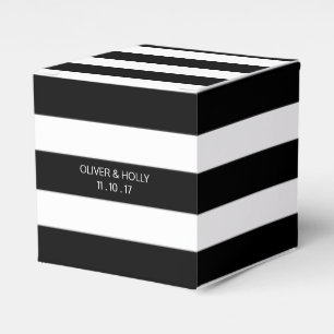 Black and white striped wedding favour box