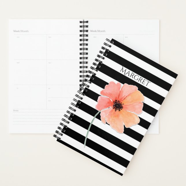 Black and White Striped with Poppy Planner (Display)