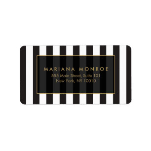 Black and White Stripes Address Label