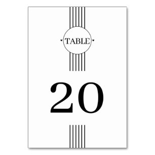Black and white stripes and round frame wedding table number