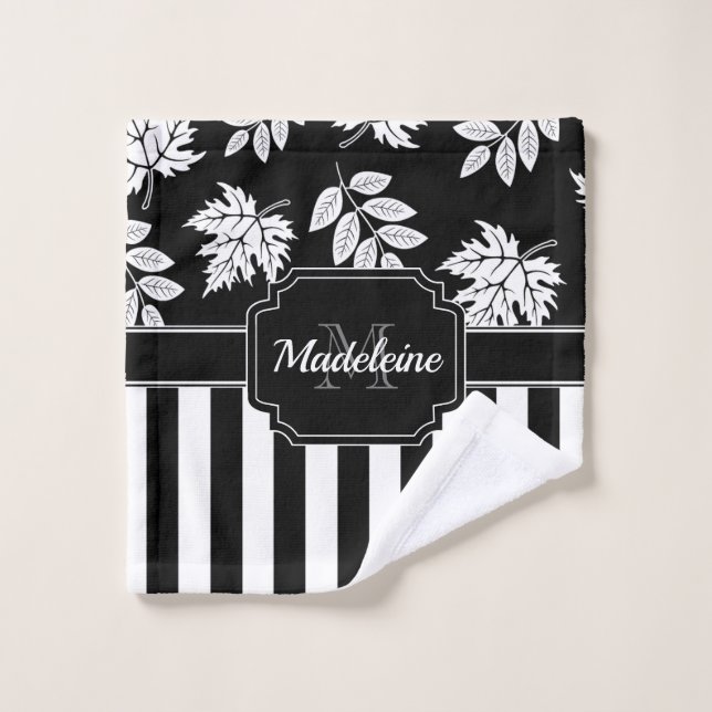 Black and White Stripes Bath Towel Set (Wash Cloth)