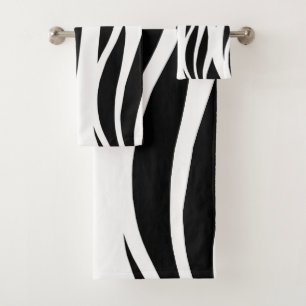 Black and White Stripes Bath Towel Set