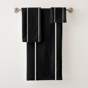 Black and White Stripes Bath Towel Set