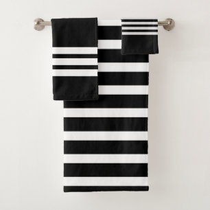 Black and white stripes bathroom bath towel set