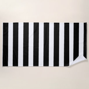 Black and White Stripes Beach Towel