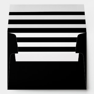 Black and White Stripes Black Envelope