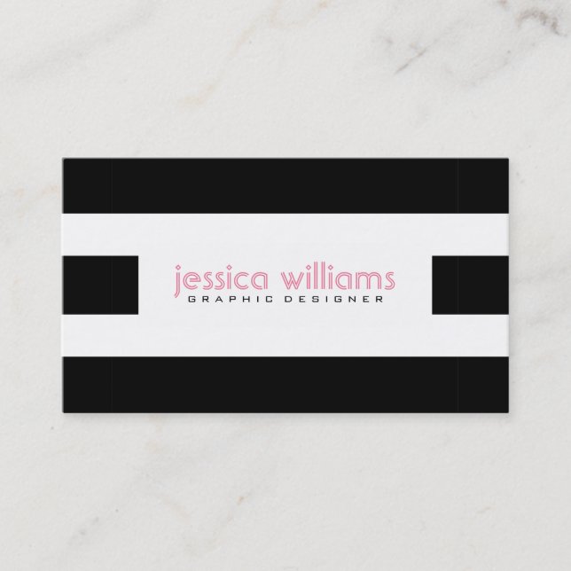 Black And White Stripes Business Card (Front)