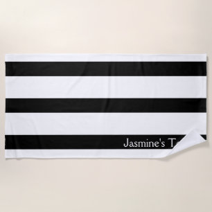 Black and White Stripes Classic Beach Towel