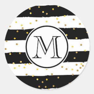 Black and White Stripes Classic Round Sticker