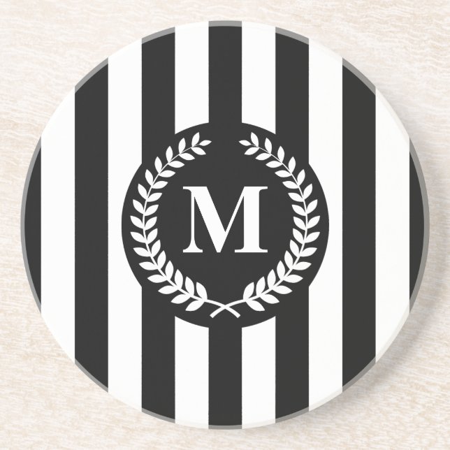 Black and White Stripes Coaster (Front)