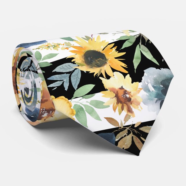 Black and White Stripes Groomsmen Flowers Wedding  Tie (Rolled)