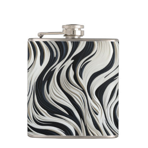 Black and White Stripes Hip Flask