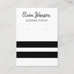 Black and White Stripes Jewellery Earring Display  Business Card
