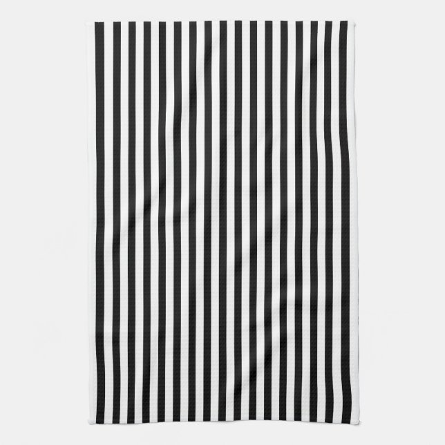 Black and White Stripes Kitchen Towel (Vertical)
