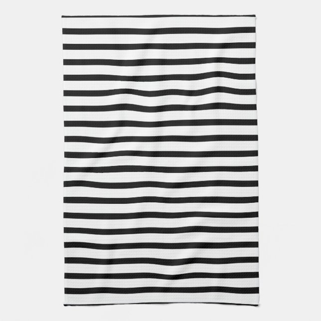 Black and White Stripes Kitchen Towel (Vertical)