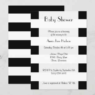 Black and White Stripes, Lines, Baby Shower Invitation