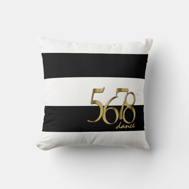 Black and White Stripes Modern Dance Typography Throw Pillow (Front)