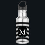 Black and White Stripes Monogram 532 Ml Water Bottle<br><div class="desc">black and White Stripes monogram</div>