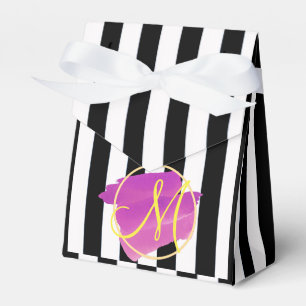 Black and White Stripes ⎥ Monogram Favour Box