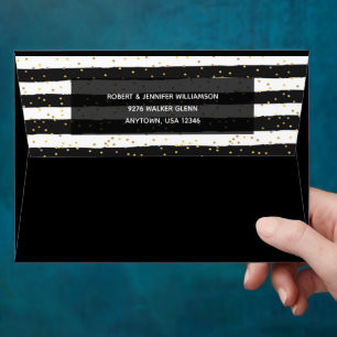 Black and White Stripes on Black Envelope