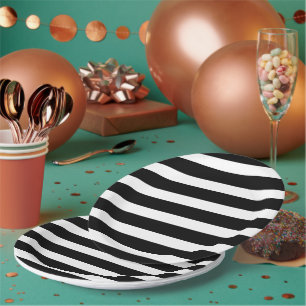 Black and White Stripes Paper Plate