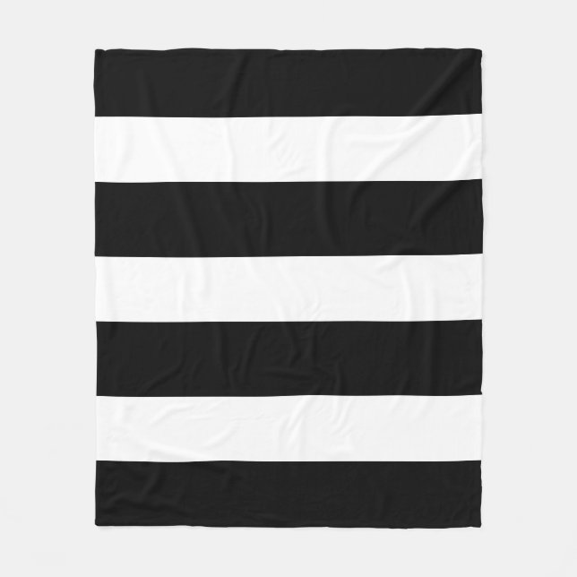 Black and white stripes pattern fleece blanket (Front)