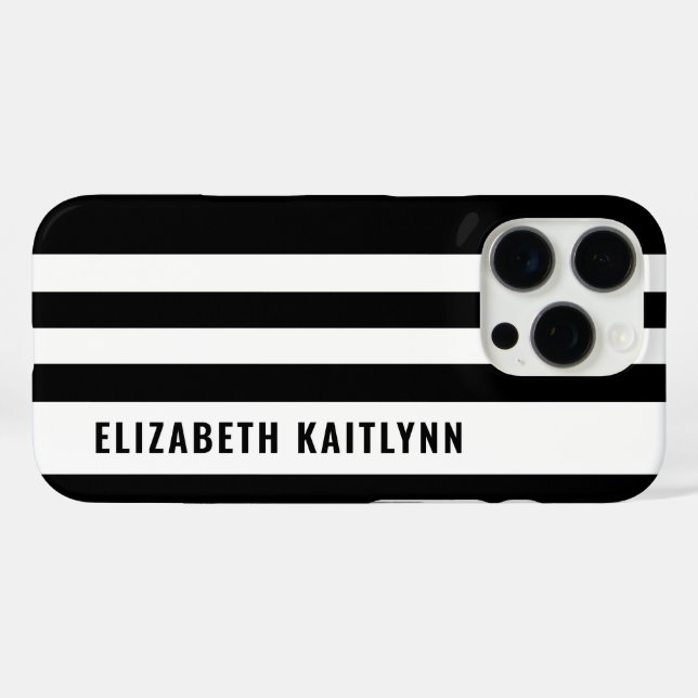 Black and White Stripes Pattern Personalized  Case-Mate iPhone Case (Back (Horizontal))