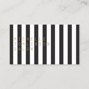 Black and White Stripes Salon Business Card