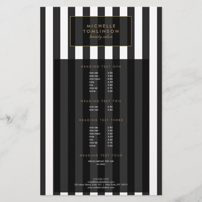Black and White Stripes Salon III Flyer (Front)