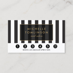 Black and White Stripes Salon Loyalty Card