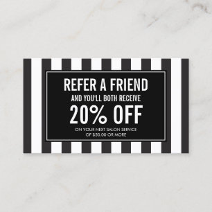 Black and White Stripes Salon Referral Card II