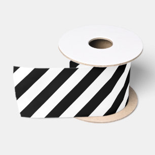 Black And White Stripes Satin Ribbon
