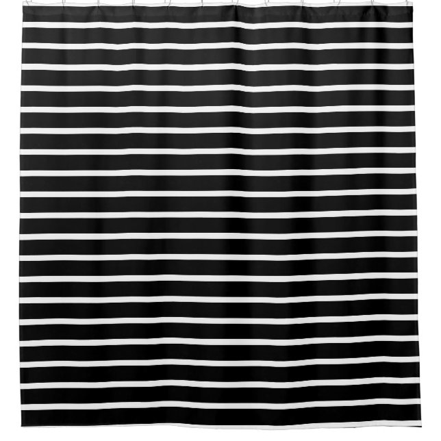 Black and White Stripes Shower Curtain (Front)