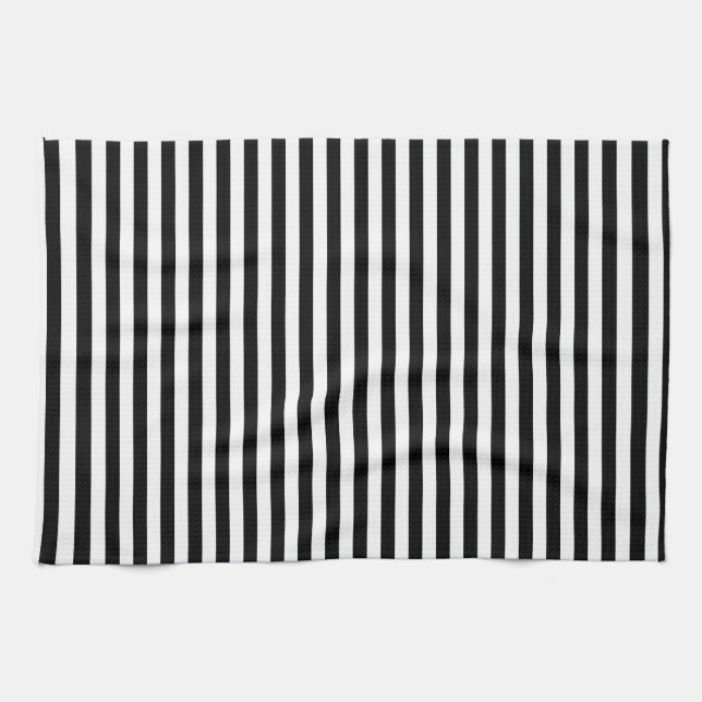 Black and White Stripes; Striped Kitchen Towel (Horizontal)