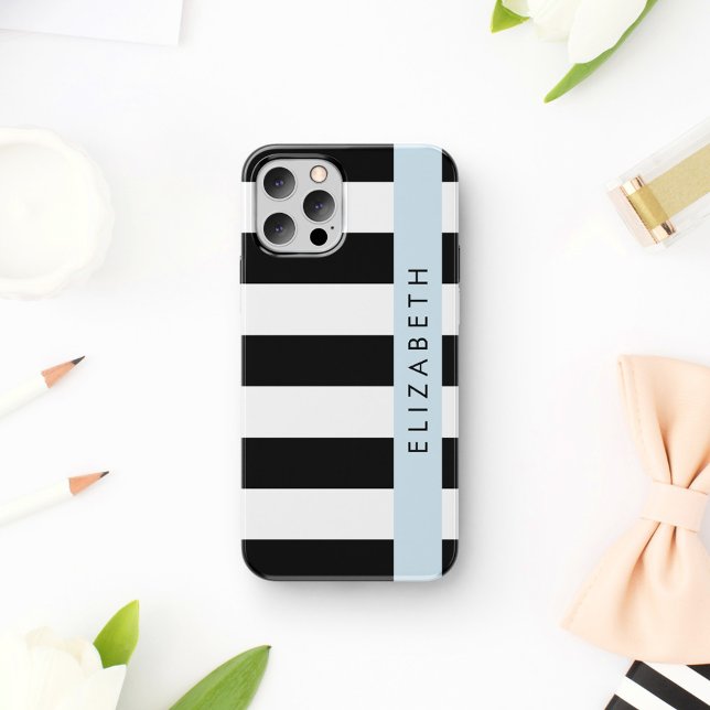 Black and White Stripes, Striped, Lines, Your Name Case-Mate iPhone Case (Creator Uploaded)